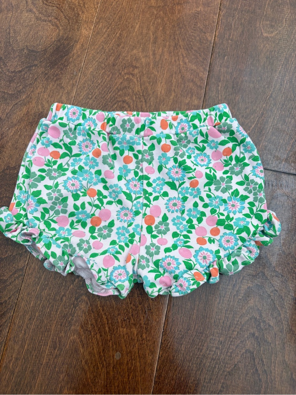 The Beaufort Bonnet Company Floral Ruffle Shorts - Pink, Green & Orange